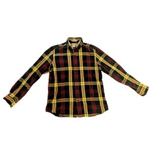 L.L. Bean Men's Long Sleeve Flannel Button-Up Red Yellow Green Size M